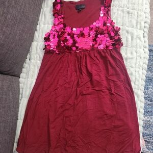 Forever 21 Kids Dress with Pink Sequins and Red Fabric